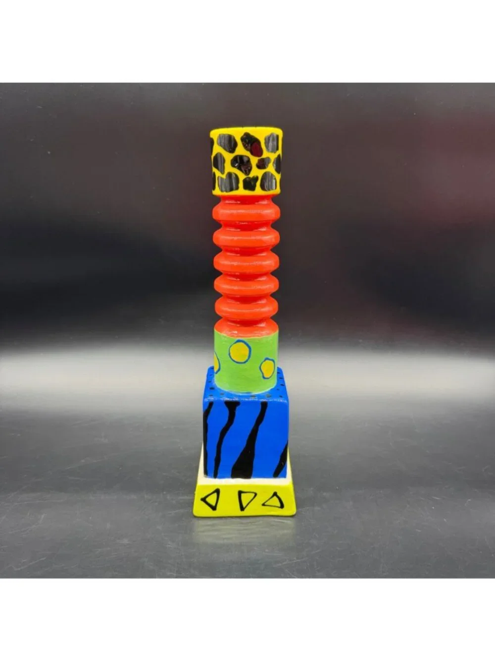 Whimsical Candle Holder Michelle Broussard Hand Painted Memphis Postmodern 1990s